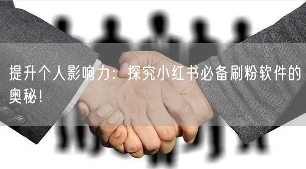 提升个人影响力：探究小红书必备刷粉软件的奥秘！