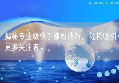 揭秘专业级快手涨粉技巧，轻松吸引更多关注者。