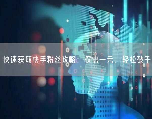 快速获取快手粉丝攻略：仅需一元，轻松破千
