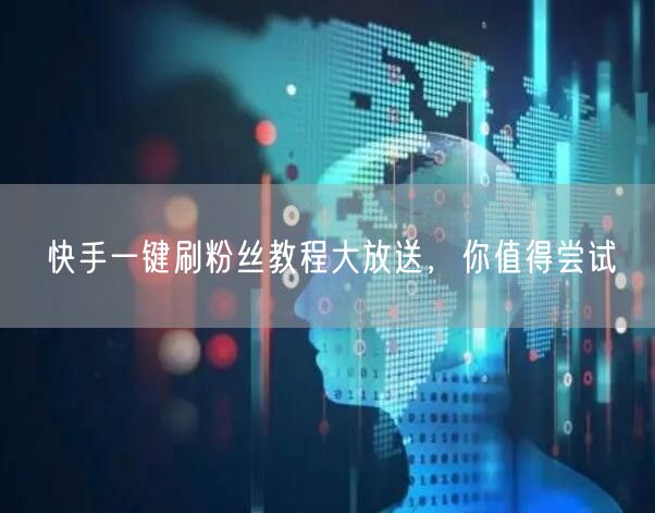 快手一键刷粉丝教程大放送，你值得尝试