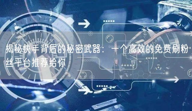 揭秘快手背后的秘密武器：一个高效的免费刷粉丝平台推荐给你
