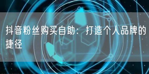 抖音粉丝购买自助：打造个人品牌的捷径