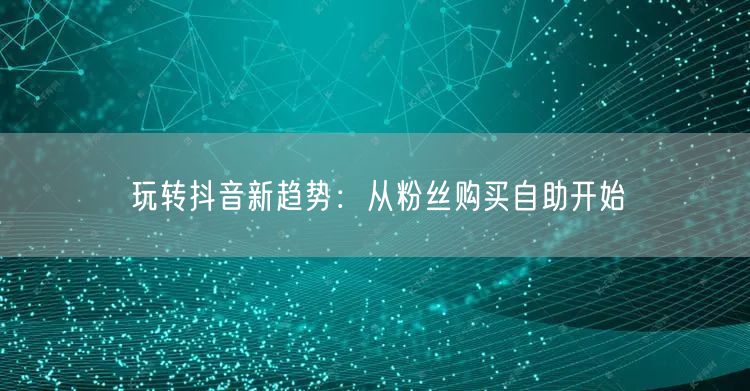 玩转抖音新趋势：从粉丝购买自助开始